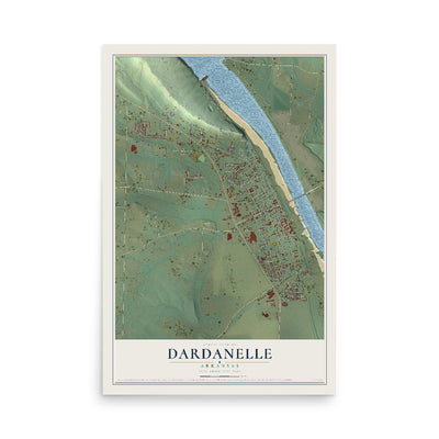 Map of Dardanelle, Arkansas, 12 x 18 inch unframed archival matte print