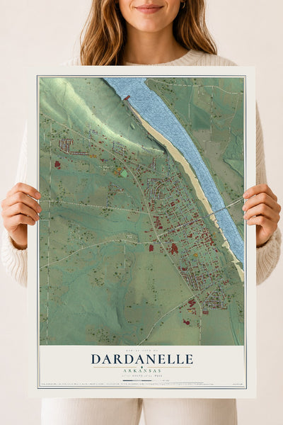 Map of Dardanelle, Arkansas, 18 x 24 inch unframed archival matte print