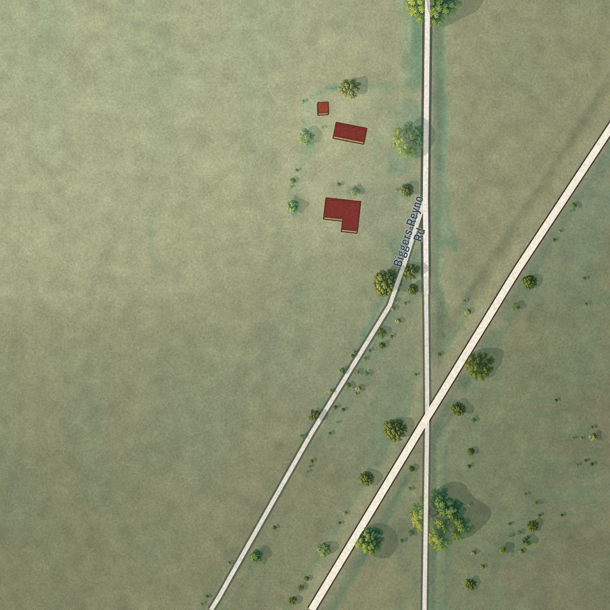 Second close-up of the map of Datto, Arkansas print showing more streets and buildings