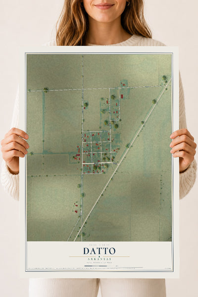 Map of Datto, Arkansas, 18 x 24 inch unframed archival matte print