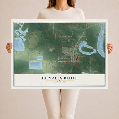 Map of De Valls Bluff, Arkansas, 24 x 36 inch unframed archival matte print