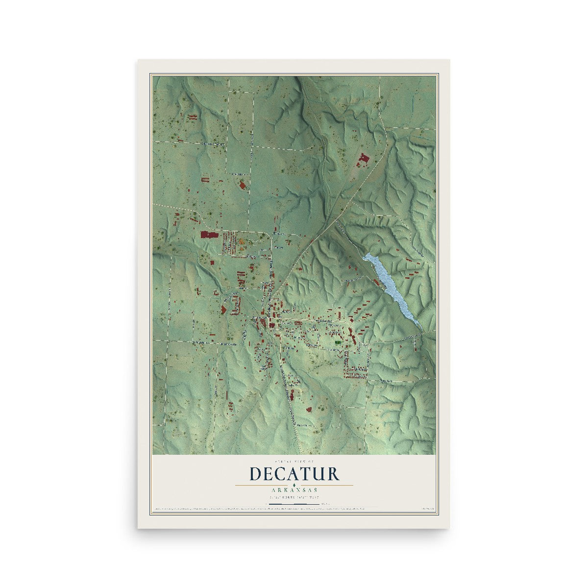 Map of Decatur, Arkansas, 12 x 18 inch unframed archival matte print