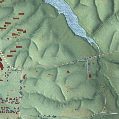 Second close-up of the map of Decatur, Arkansas print showing more streets and buildings