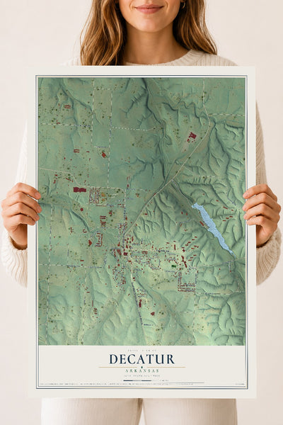 Map of Decatur, Arkansas, 18 x 24 inch unframed archival matte print