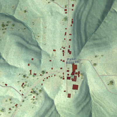 Close-up of the map of Deer, Arkansas print showing street and building detail