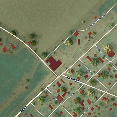 Close-up of the map of Delaplaine, Arkansas print showing street and building detail