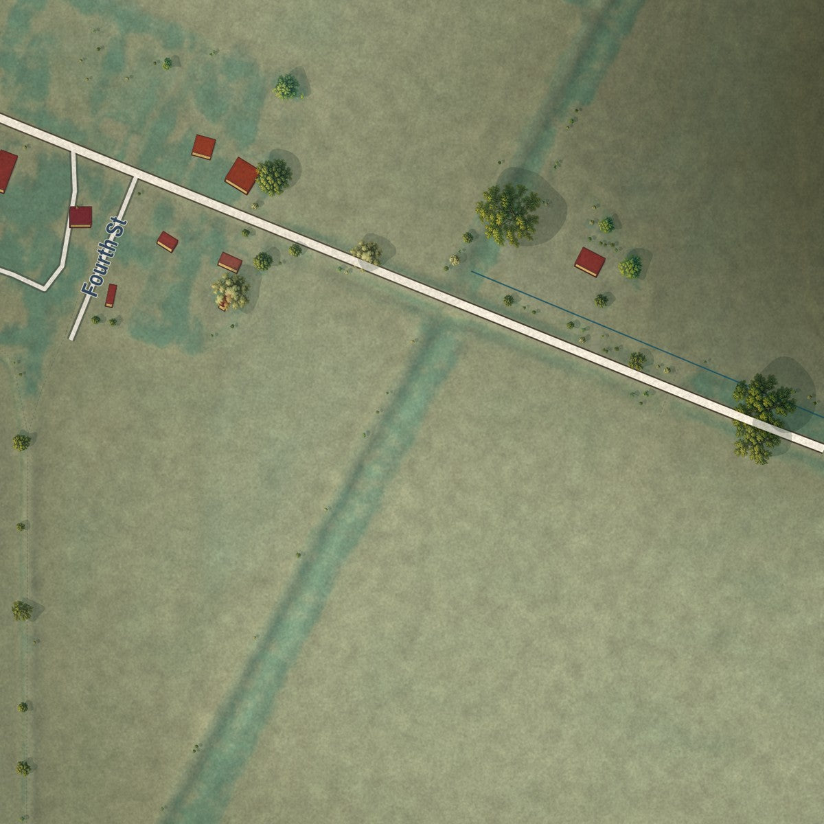 Second close-up of the map of Delaplaine, Arkansas print showing more streets and buildings