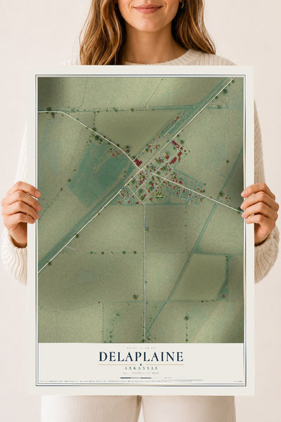 Map of Delaplaine, Arkansas, 18 x 24 inch unframed archival matte print
