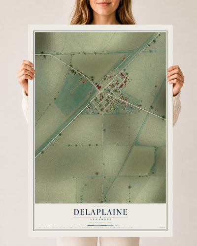 Map of Delaplaine, Arkansas, 24 x 36 inch unframed archival matte print