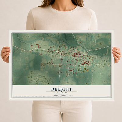 Map of Delight, Arkansas, 12 x 18 inch unframed archival matte print