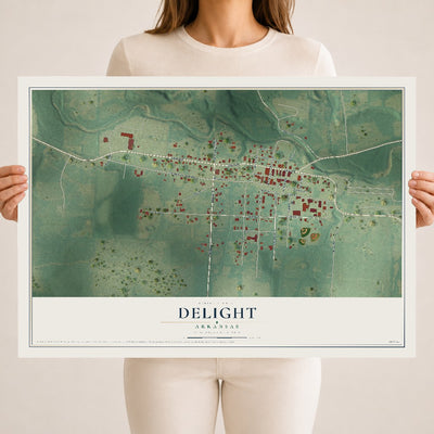 Map of Delight, Arkansas, 18 x 24 inch unframed archival matte print