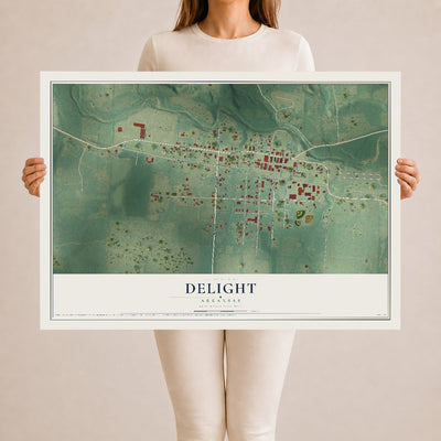 Map of Delight, Arkansas, 24 x 36 inch unframed archival matte print