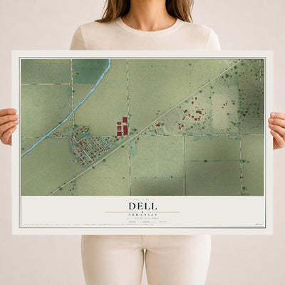 Map of Dell, Arkansas, 18 x 24 inch unframed archival matte print