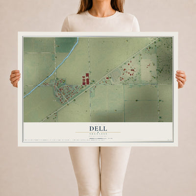 Map of Dell, Arkansas, 24 x 36 inch unframed archival matte print