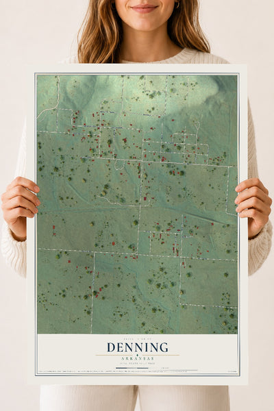 Map of Denning, Arkansas, 18 x 24 inch unframed archival matte print