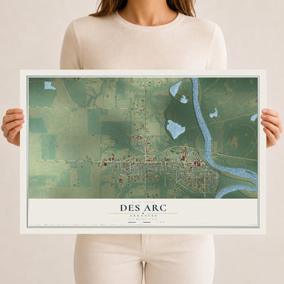 Map of Des Arc, Arkansas, 12 x 18 inch unframed archival matte print
