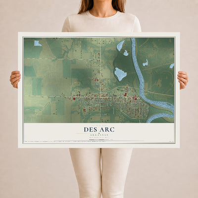 Map of Des Arc, Arkansas, 24 x 36 inch unframed archival matte print