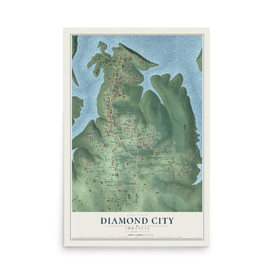 Map of Diamond City, Arkansas, 12 x 18 inch unframed archival matte print