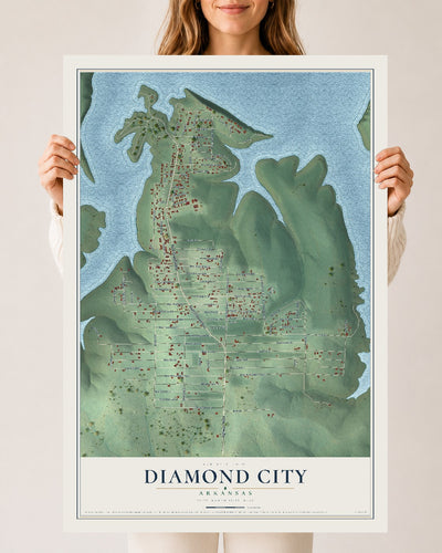 Map of Diamond City, Arkansas, 24 x 36 inch unframed archival matte print