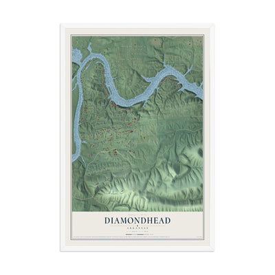 Map of Diamondhead, Arkansas, 12 x 18 inch print in a white wood frame