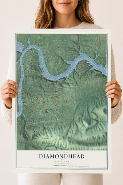 Map of Diamondhead, Arkansas, 18 x 24 inch unframed archival matte print