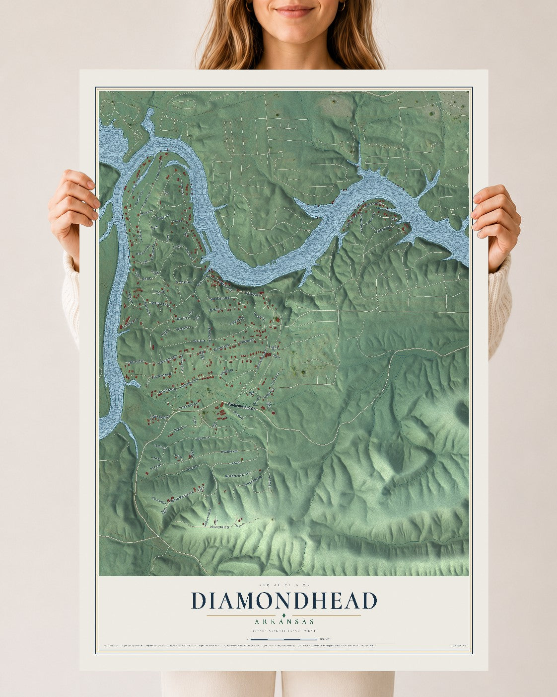 Map of Diamondhead, Arkansas, 24 x 36 inch unframed archival matte print