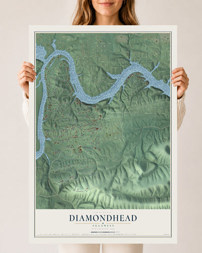 Map of Diamondhead, Arkansas, 24 x 36 inch unframed archival matte print