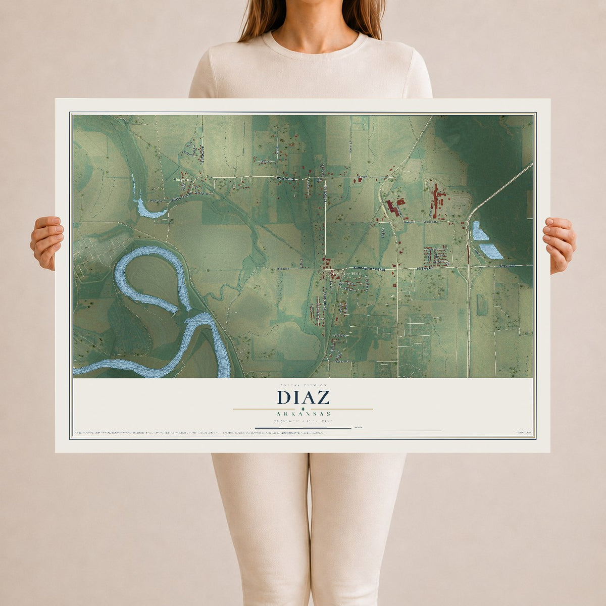 Map of Diaz, Arkansas, 24 x 36 inch unframed archival matte print