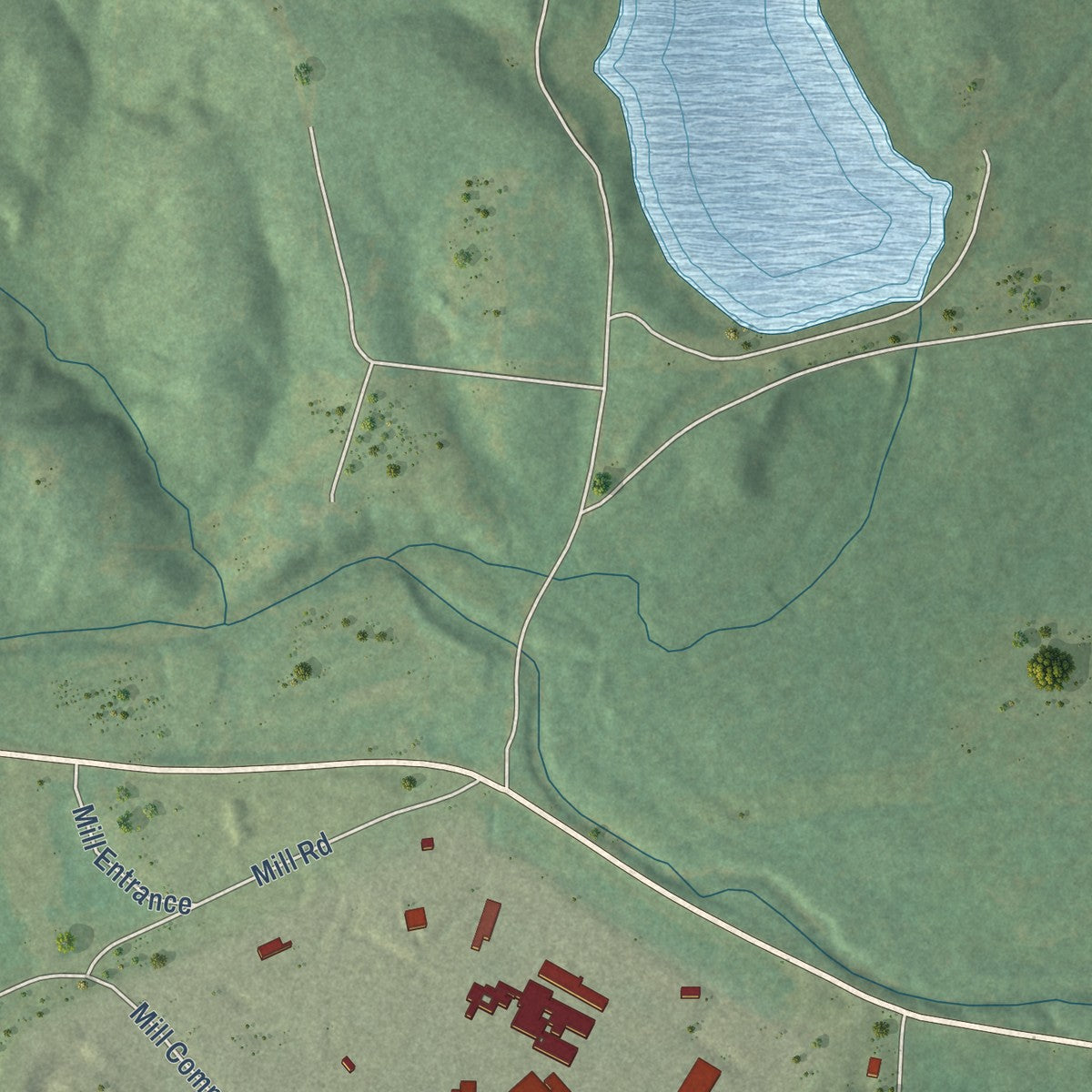 Second close-up of the map of Dierks, Arkansas print showing more streets and buildings