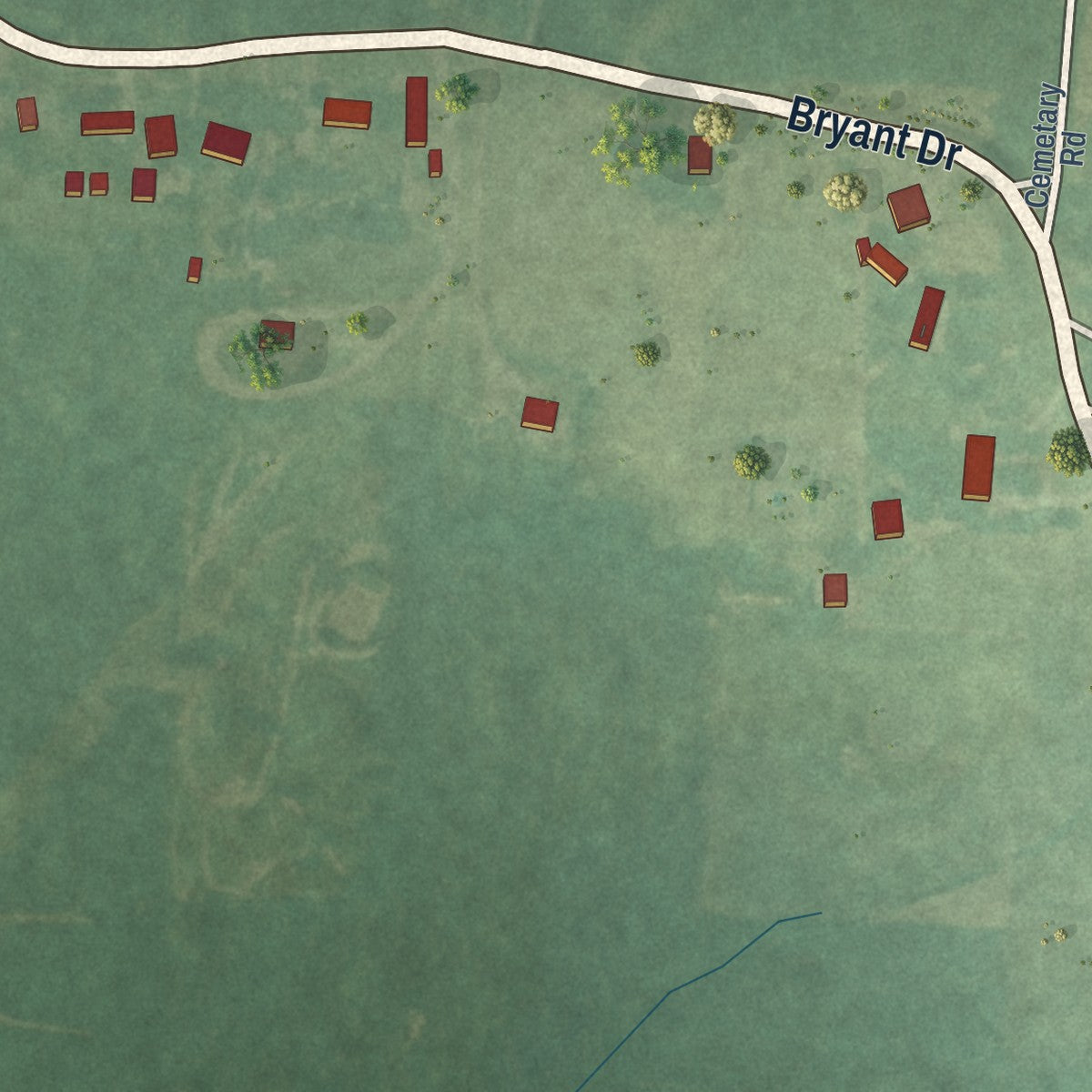 Second close-up of the map of Donaldson, Arkansas print showing more streets and buildings