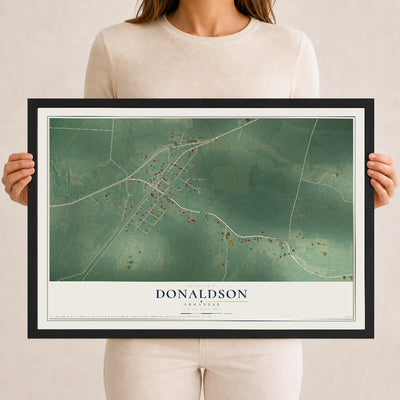 Map of Donaldson, Arkansas, 12 x 18 inch print in a black wood frame