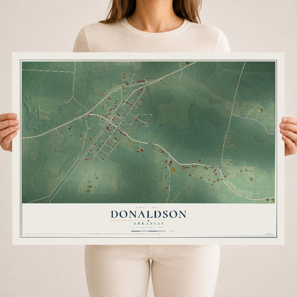 Map of Donaldson, Arkansas, 18 x 24 inch unframed archival matte print