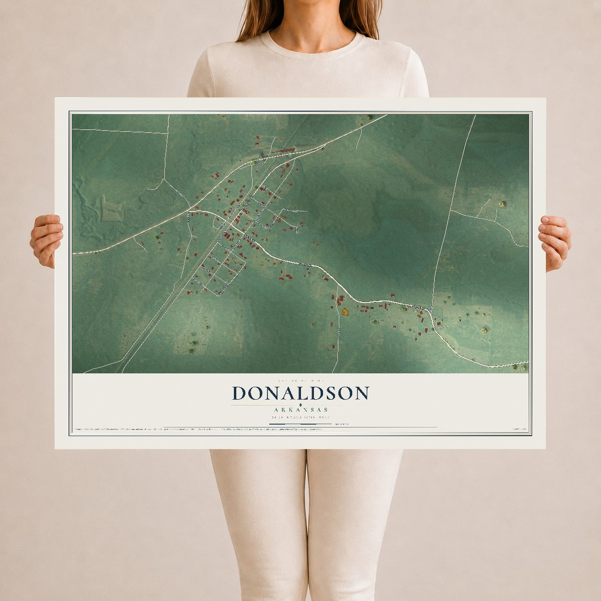 Map of Donaldson, Arkansas, 24 x 36 inch unframed archival matte print