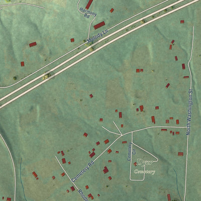 Close-up of the map of Dyer, Arkansas print showing street and building detail