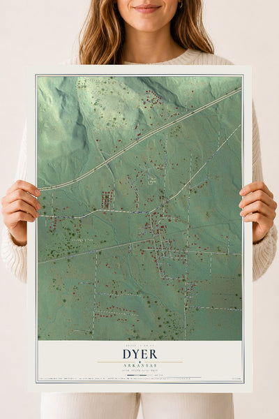 Map of Dyer, Arkansas, 18 x 24 inch unframed archival matte print