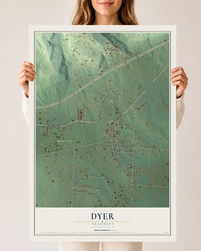 Map of Dyer, Arkansas, 24 x 36 inch unframed archival matte print