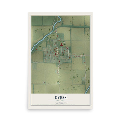 Map of Dyess, Arkansas, 12 x 18 inch unframed archival matte print
