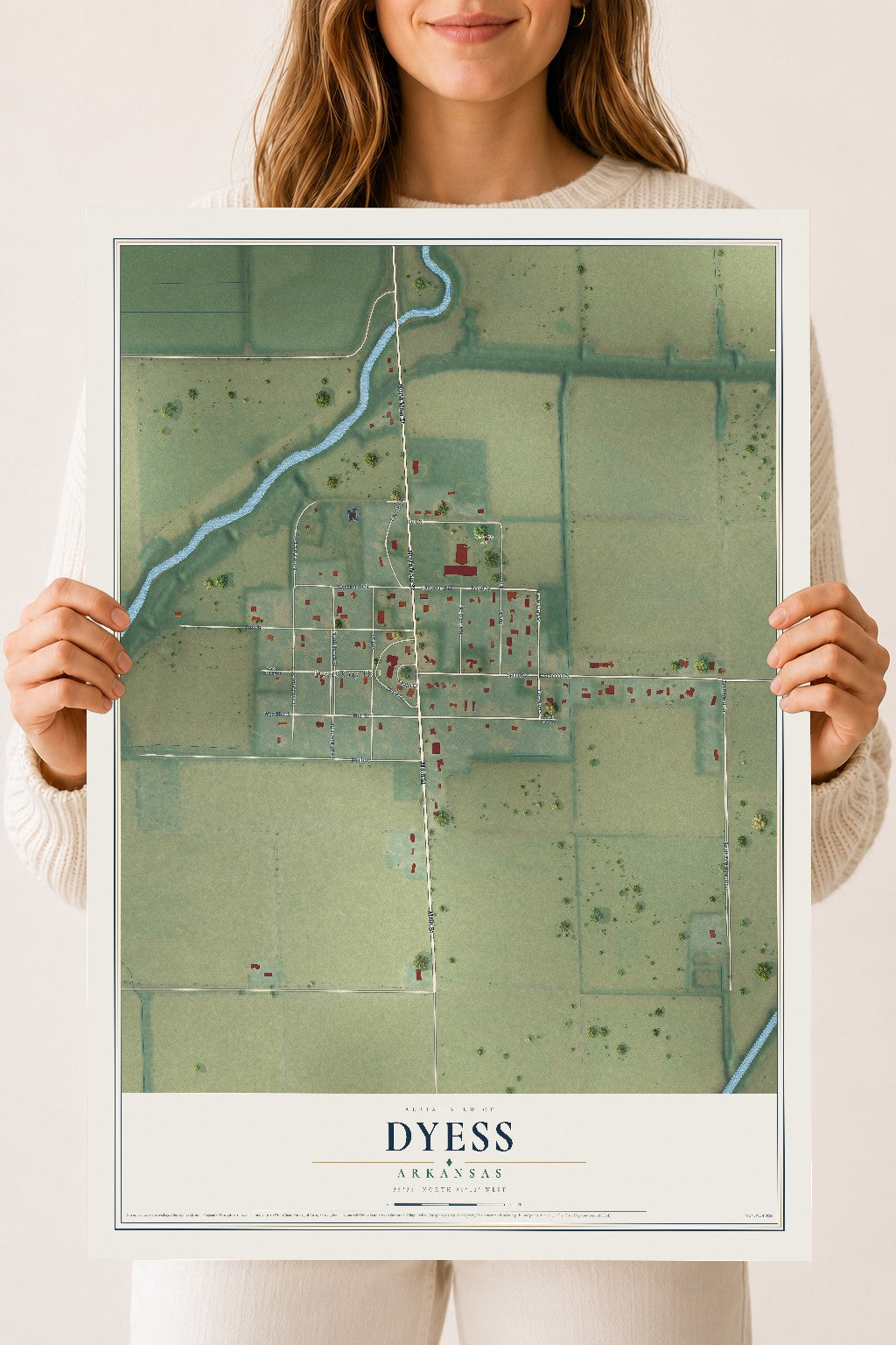 Map of Dyess, Arkansas, 18 x 24 inch unframed archival matte print