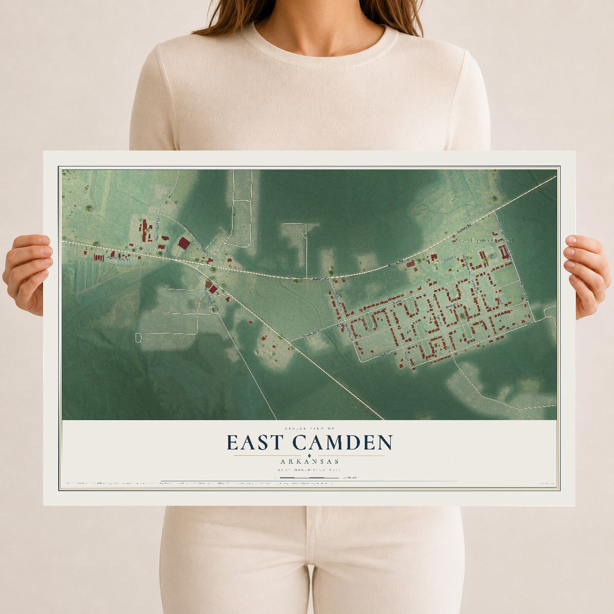 Map of East Camden, Arkansas, 12 x 18 inch unframed archival matte print