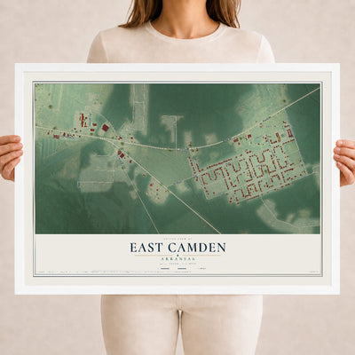 Map of East Camden, Arkansas, 18 x 24 inch print in a white wood frame