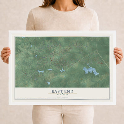 Map of East End, Arkansas, 12 x 18 inch print in a white wood frame