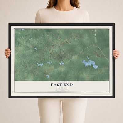 Map of East End, Arkansas, 24 x 36 inch print in a black wood frame