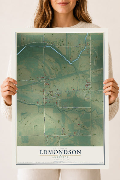 Map of Edmondson, Arkansas, 18 x 24 inch unframed archival matte print