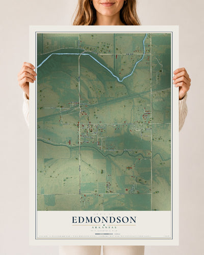 Map of Edmondson, Arkansas, 24 x 36 inch unframed archival matte print