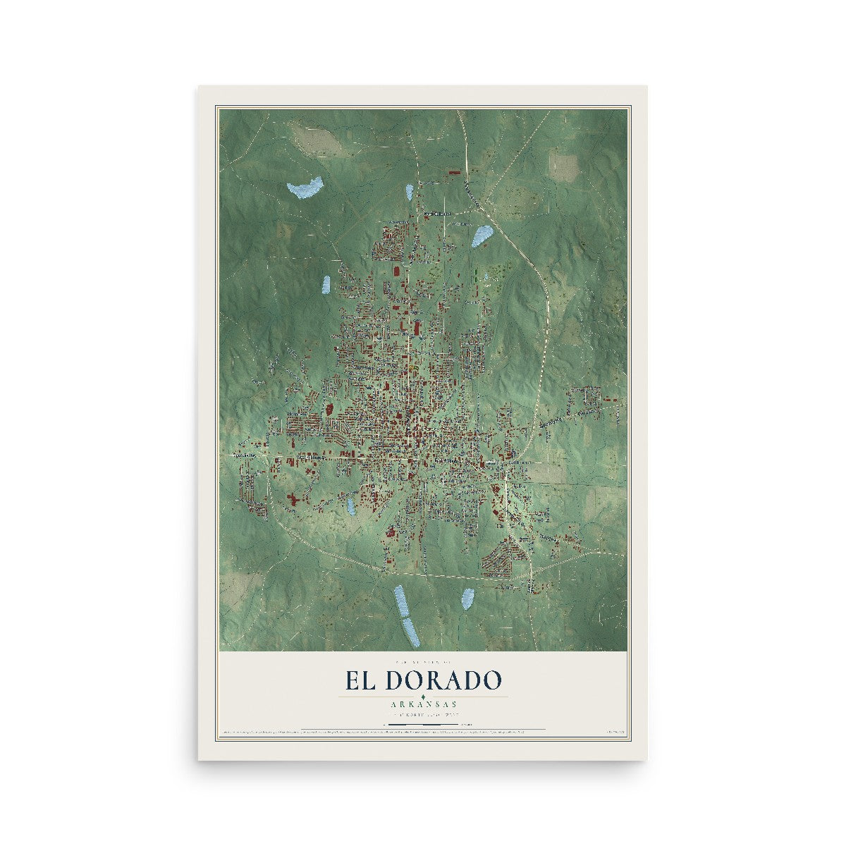 Map of El Dorado, Arkansas, 12 x 18 inch unframed archival matte print