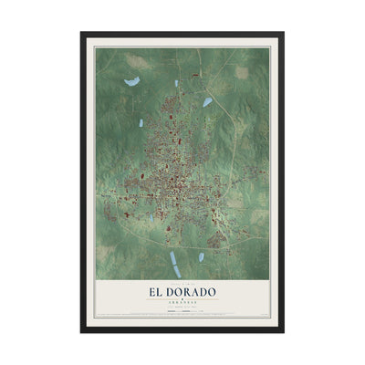 Map of El Dorado, Arkansas, 12 x 18 inch print in a black wood frame