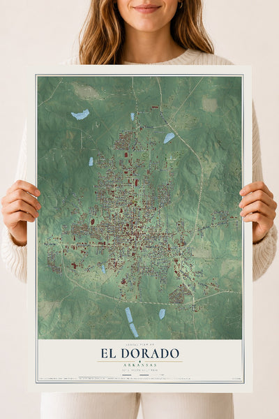 Map of El Dorado, Arkansas, 18 x 24 inch unframed archival matte print