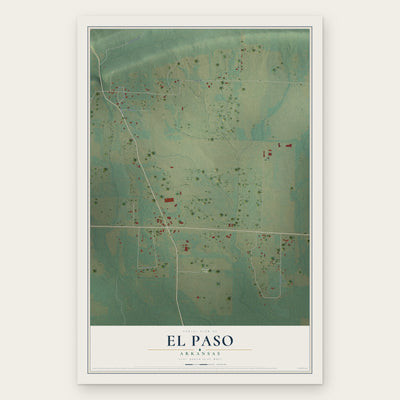 El Paso, Arkansas map print, the full design