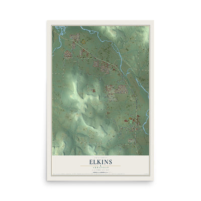 Map of Elkins, Arkansas, 12 x 18 inch unframed archival matte print