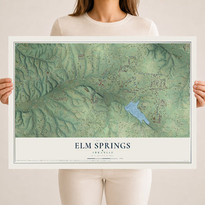 Map of Elm Springs, Arkansas, 18 x 24 inch unframed archival matte print